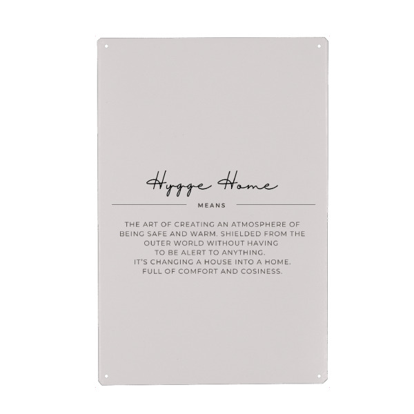 Metall Poster "Hygge Home" artboxONE - Typografie,Buchstaben