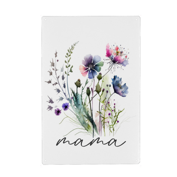 Holzbild "Wildblumen-Mama" artboxONE - Floral,Liebe,Fashion,Für Mama,Lustig