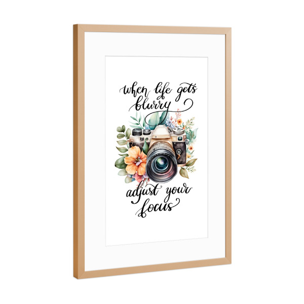 Poster mit Rahmen Kupfer "Blumenfotokamera" artboxONE - Natur,Floral,Fashion,Buchstaben,Für Mama