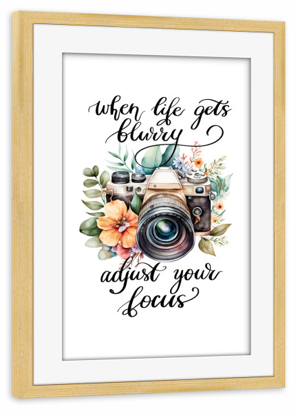 Poster mit Rahmen kiefer "Blumenfotokamera" artboxONE - Natur,Floral,Fashion,Buchstaben,Für Mama