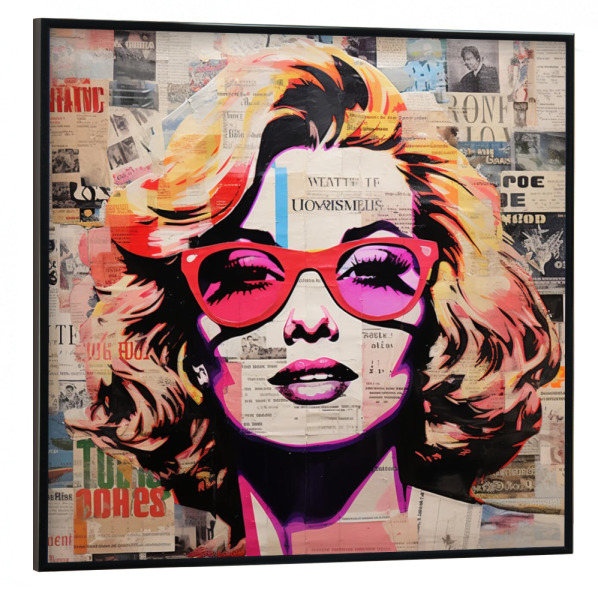 Poster mit schwarzem Rahmen 30x30 cm "NEWSPAPER M BEAUTY" artboxONE - Menschen,Schwarzweiß,Liebe,Streetart - Marilyn monroe,Beauty,Woman,Fashion