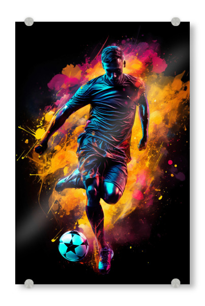 Acrylglasbild "Football Colorful 9 (matart)" artboxONE - Sport / Fußball - Fußball,Fußballspieler,Spieler,Ball,Mannschaft,Sport,Bunt,Aquarell