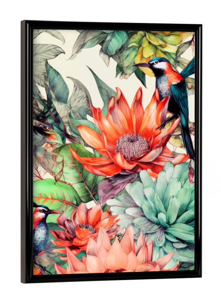 Poster mit schwarzem Rahmen "Sukkulenten und Kakteen J" artboxONE - Natur,Floral - Sukkulenten,Kakteen,Kaktus,Natur,Blumen,Botanische,Blatt,Blumen