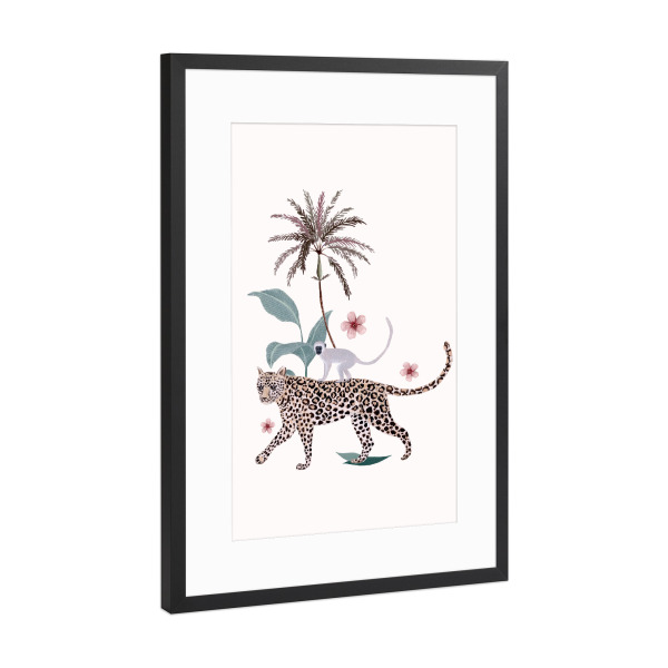 Poster mit Rahmen Schwarz (Metallic) "Fantom Fifi Art-Jungle Fun Tiger" artboxONE - Natur,Floral,Tiere