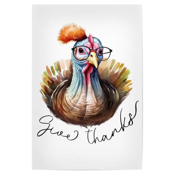 Poster 30x20 cm "Give Thanks Turkey Illustration" artboxONE - Tiere,Buchstaben,Festivals,Lustig