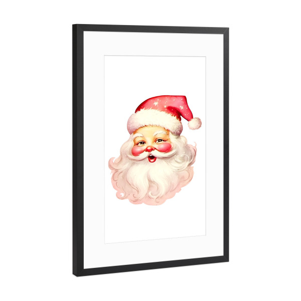 Poster mit Rahmen Schwarz (Metallic) "Lustiges Weihnachtsmann-Gesicht" artboxONE - Für Kinder,Weihnachten,Für Mama,Festivals,Lustig