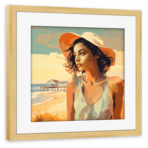 Poster mit Rahmen kiefer "OUTBANKS DREAMER" artboxONE - Natur,Reise,Fashion,Für Mama - Gold,Strand,Outerbanks,Usa,Frau,Woman