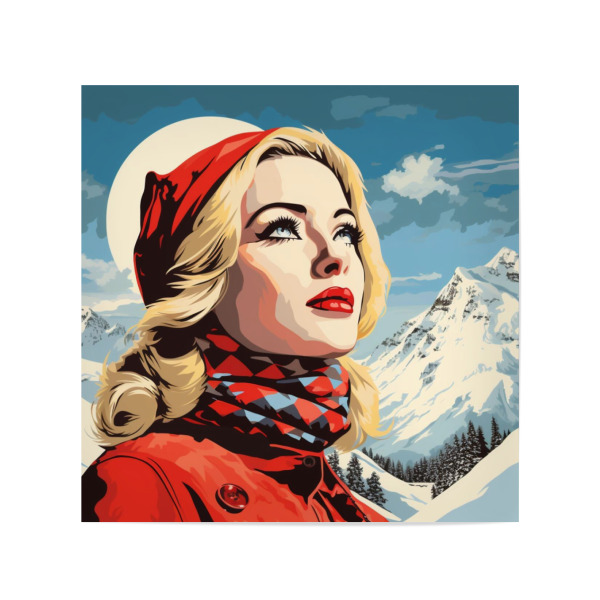 Poster 20x20 cm "SCHWEIZER SKIFAHRERIN" artboxONE - Floral,Menschen,Fashion,Sport,Festivals - Ski,Skisport,Sport,Skifahren,Frau