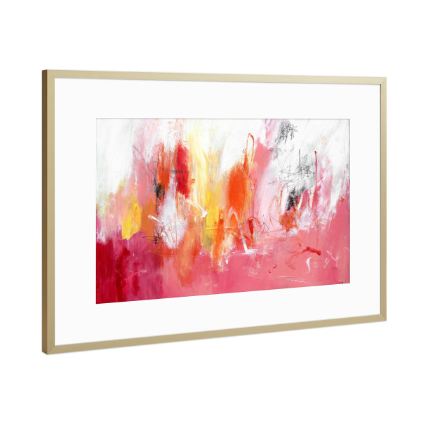 Poster mit Rahmen Gold "Tove Höglund - Craziness" artboxONE - Abstrakt - Abstrakt,Modern,Bunt,Farbenfroh,Strich,Pinsel