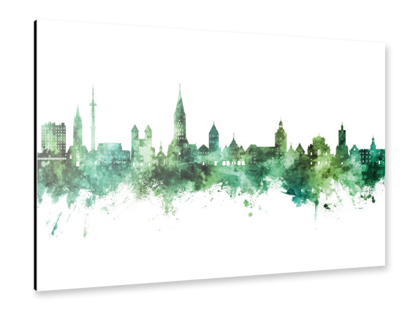 Alu-Dibond "Paderborn Skyline Grün" 30x20 cm artboxONE