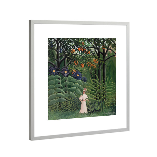 Poster mit Rahmen Silber "Frau im exotischen Wald" artboxONE - Natur,Reise / Afrika,Reise / Asien,Für Mama,Für Papa