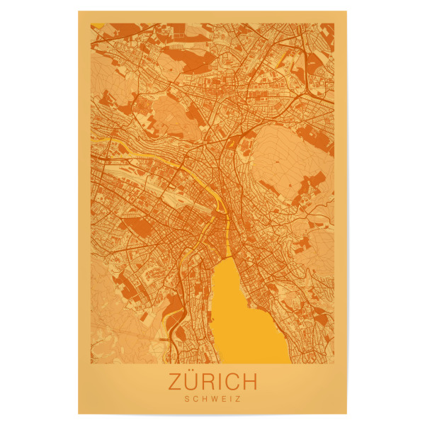 Poster "City Map von Zürich" artboxONE - Städte / Zürich