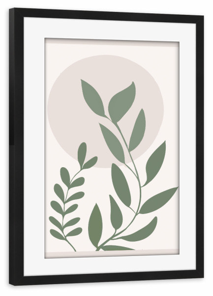 Poster mit Rahmen schwarz "Abstrakte Pflanze" artboxONE - Floral,Abstrakt - Abstrakt,Pflanzen,Bunt,Geometrie,Sonne,Botanisch,Blätter