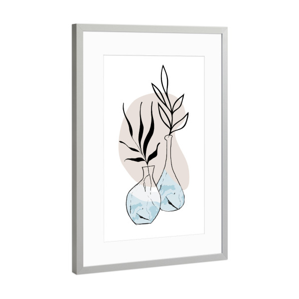 Poster mit Rahmen Silber "Abstrakte Pflanzen in der Vase" artboxONE - Floral,Abstrakt