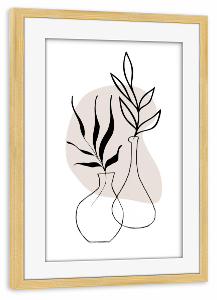 Poster mit Rahmen kiefer "Minimalistische Pflanzen" artboxONE - Floral,Abstrakt,Geometrie