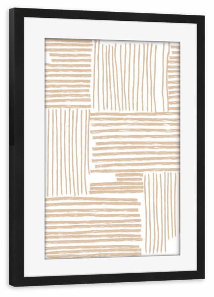 Poster mit Rahmen schwarz "Abstrakte Linien in beige" artboxONE - Abstrakt,Geometrie - Abstrakt,Geometrie,Formen,Beige,Striche,Linien