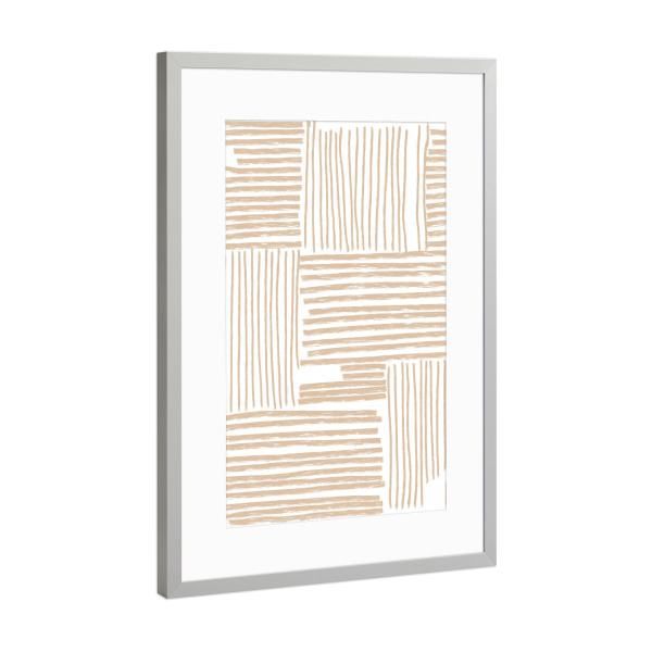Poster mit Rahmen Silber "Abstrakte Linien in beige" artboxONE - Abstrakt,Geometrie - Abstrakt,Geometrie,Formen,Beige,Striche,Linien
