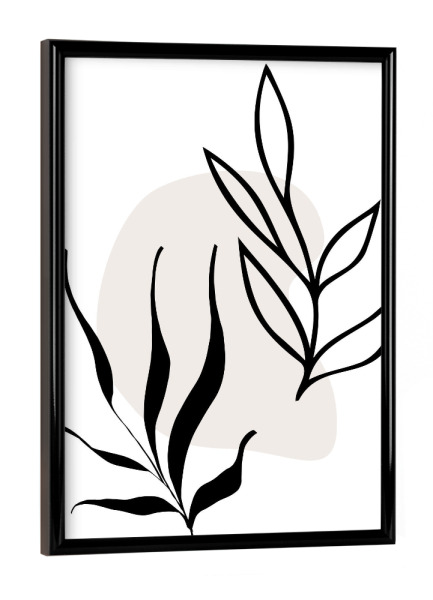 Poster mit schwarzem Rahmen "Zwei abstrakte Pflanzen" artboxONE - Floral,Abstrakt - Floral,Abstrakt,Geometrie,Formen,Blätter,Pflanzen,Minimalistisch