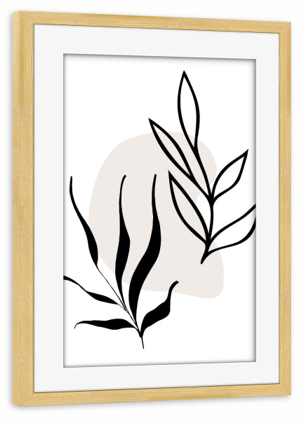 Poster mit Rahmen kiefer "Zwei abstrakte Pflanzen" artboxONE - Floral,Abstrakt - Floral,Abstrakt,Geometrie,Formen,Blätter,Pflanzen,Minimalistisch