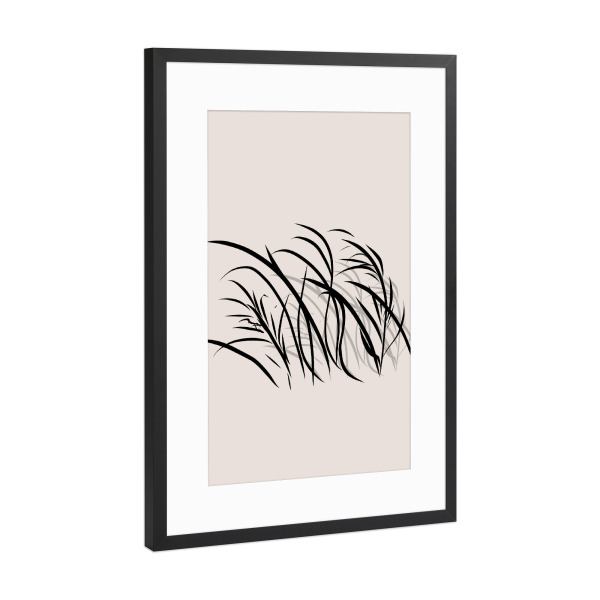 Poster mit Rahmen Schwarz (Metallic) "Japandi Pflanzen" artboxONE - Floral,Abstrakt - Japandi,Pflanzen,Abstrakt,Botanisch,Minimalistisch,Minimal