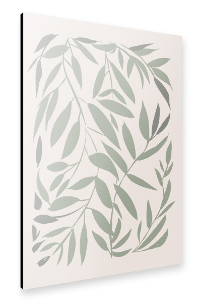 Alu-Dibond "Grüne Japandi Blätter" 30x20 cm artboxONE