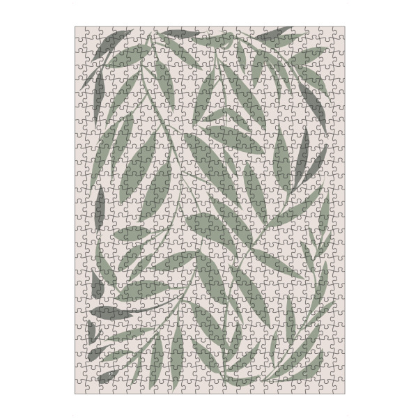 artboxONE Puzzle "Grüne Japandi Blätter" artboxONE - Floral,Abstrakt - Japandi,Pflanzen,Abstrakt,Botanisch,Minimalistisch,Minimal - Bild japandi
