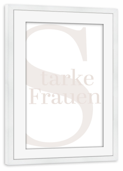 Poster mit Rahmen weiß "Starke Frauen in beige" artboxONE - Typografie,Menschen