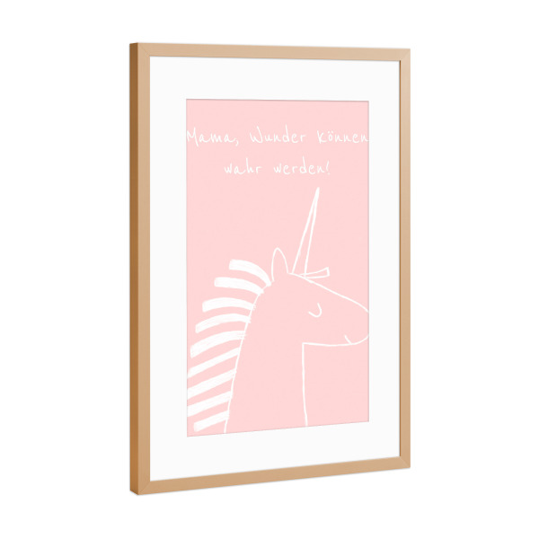 Poster mit Rahmen Kupfer "Mama, wunder können wahr werden" artboxONE - Typografie,Für Kinder,Tiere