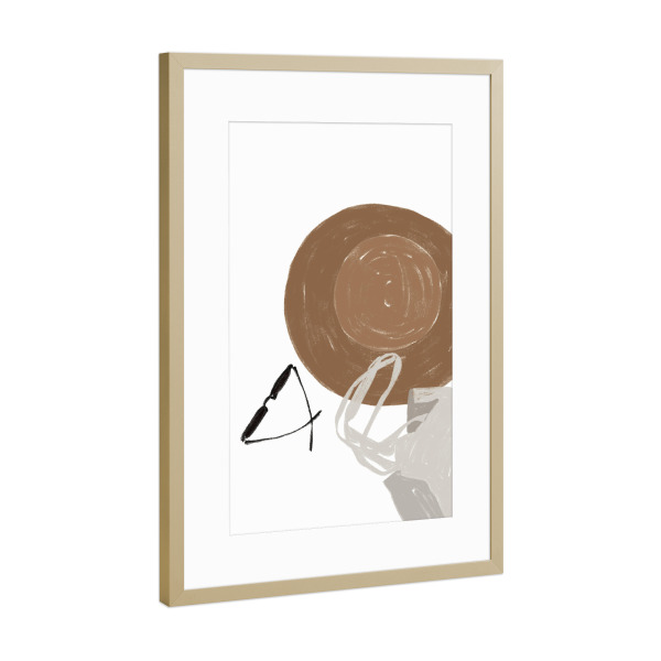 Poster mit Rahmen Gold "Strand Utensilien" artboxONE - Reise,Reise / Strand und Meer