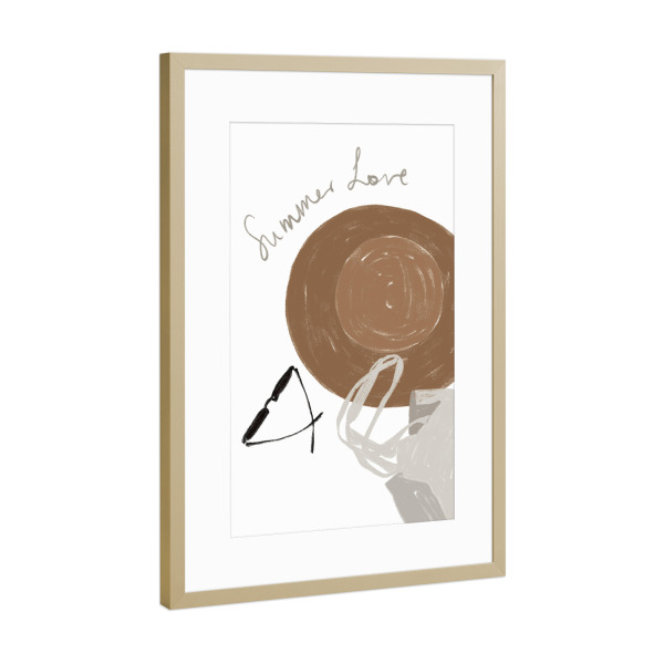 Poster mit Rahmen Gold "Strandutensilien" artboxONE - Typografie,Reise,Reise / Strand und Meer