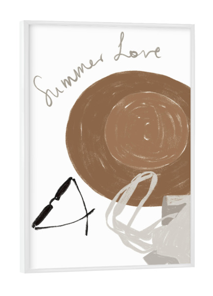 Poster mit weißem Rahmen "Strandutensilien" artboxONE - Typografie,Reise,Reise / Strand und Meer