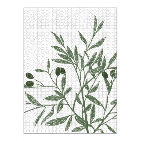Puzzle Ravensburger "Olivenblätter" artboxONE - Natur,Floral - Oliven,Olivenblätter,Zeichnung,Floral,Natur,Pflanze,Malerei,äste,Zweige - Bild oliven