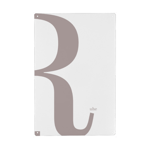 Metall Poster "R - Ruhe" artboxONE - Typografie,Buchstaben / R - R,Ruhe,Typo,Typografie,Beige,Minimalismus - Blechschild