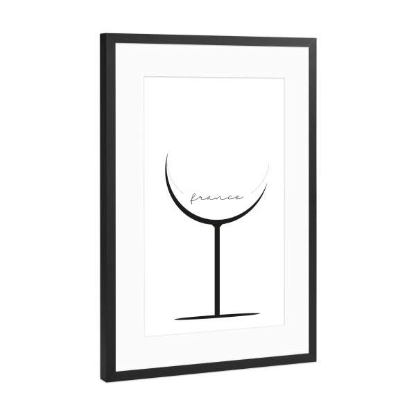 Poster mit Rahmen Schwarz (Metallic) "Weinglas - France" artboxONE - Essen & Trinken,Essen & Trinken / Alkohol
