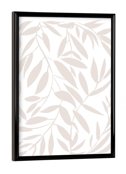 Poster mit schwarzem Rahmen "Beige Japandi Blätter" artboxONE - Floral - Beige,Japandi,Blätter,Floral,Natur,Abstrakt,Pflanze,Botanisch
