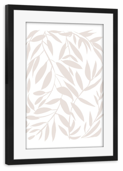 Poster mit Rahmen schwarz "Beige Japandi Blätter" artboxONE - Floral - Beige,Japandi,Blätter,Floral,Natur,Abstrakt,Pflanze,Botanisch