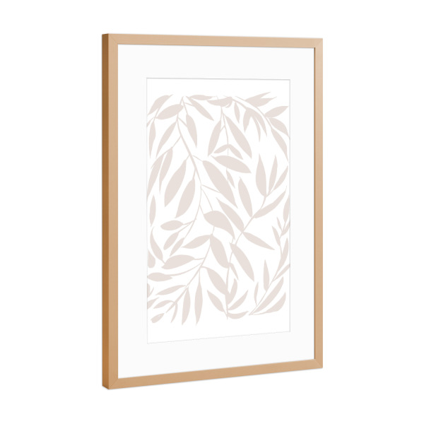 Poster mit Rahmen Kupfer "Beige Japandi Blätter" artboxONE - Floral - Beige,Japandi,Blätter,Floral,Natur,Abstrakt,Pflanze,Botanisch