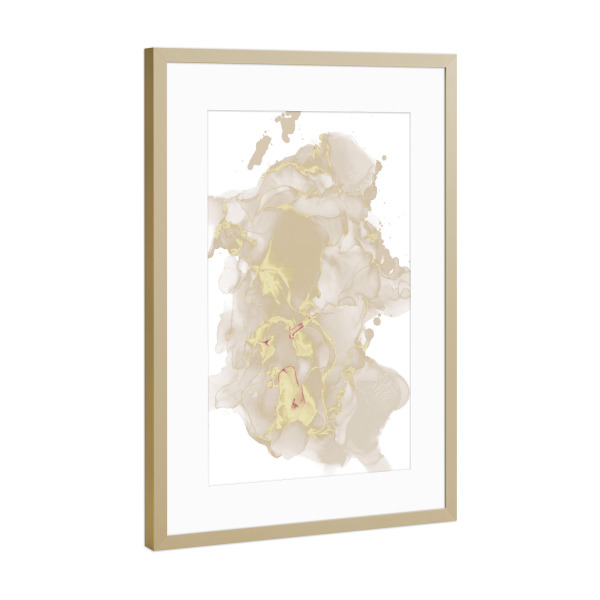 Poster mit Rahmen Gold "Aquarell Abstraktion in beige" artboxONE - Abstrakt,Marmor - Abstrakt,Fleck,Beige,Gold,Farbe,Aquarell,Marmor