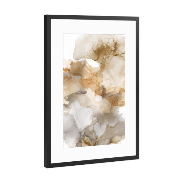 Poster mit Rahmen Schwarz (Metallic) "Alcohol paint beige grey" artboxONE - Abstrakt - Alkohol,Paint,Kunst,Abstrakt,Beige,Grau,Marmor,Muster