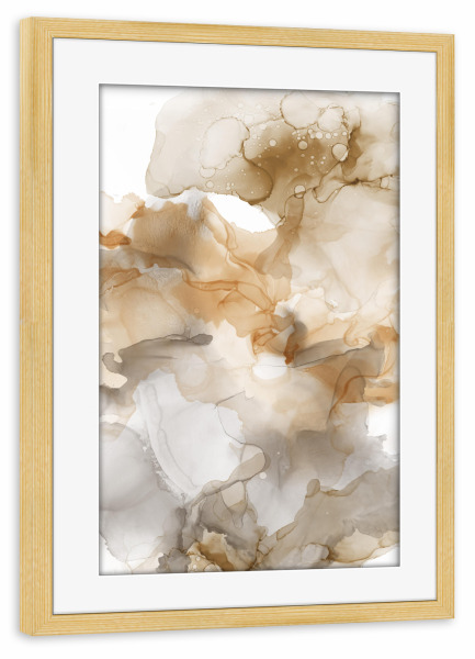Poster mit Rahmen kiefer "Alcohol paint beige grey" artboxONE - Abstrakt - Alkohol,Paint,Kunst,Abstrakt,Beige,Grau,Marmor,Muster