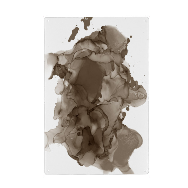 Metall Poster "Watercolor Splash in dark brown" artboxONE - Abstrakt - Aquarell,Dunkel braun,Wasserfarbe,Abstrakt,Fleck,Klecks,Splash - Blechschild