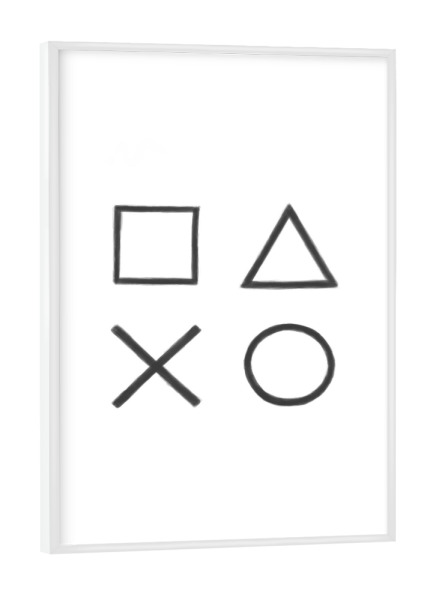 Poster mit weißem Rahmen "Controller Knöpfe ws" artboxONE - Für Kinder,Abstrakt,Schwarzweiß