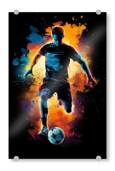 Acrylglasbild "Football Colorful 6 (matart)" artboxONE - Sport / Fußball - Fußball,Fußballspieler,Spieler,Ball,Mannschaft,Sport,Bunt,Aquarell
