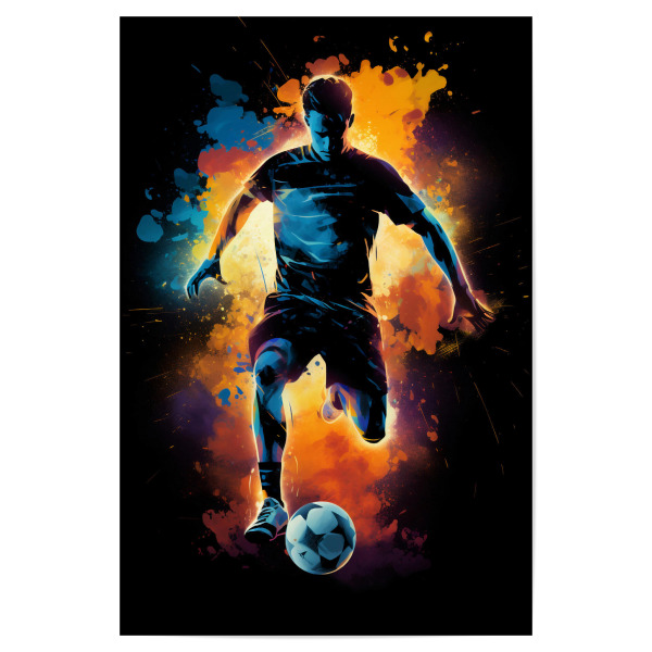 Poster 30x20 cm "Football Colorful 6 (matart)" artboxONE - Sport / Fußball - Fußball,Fußballspieler,Spieler,Ball,Mannschaft,Sport,Bunt,Aquarell