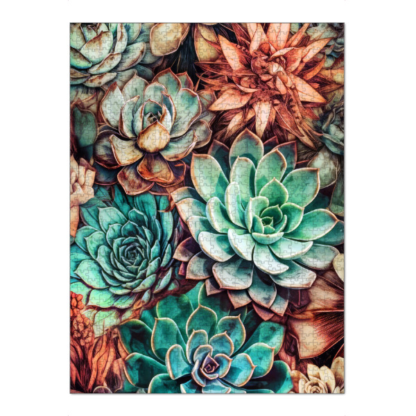 Puzzle Ravensburger "Sukkulenten und Kakteen H" artboxONE - Natur,Floral - Sukkulenten,Kakteen,Kaktus,Natur,Blumen,Botanische,Blatt,Blumen