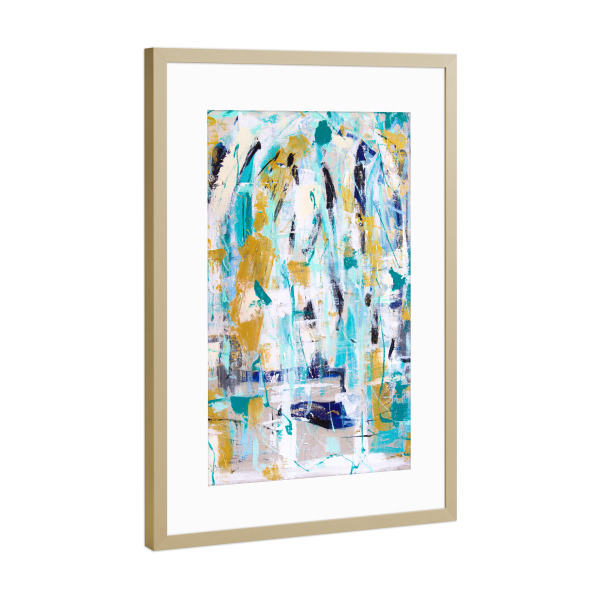 Poster mit Rahmen Gold "Tove Höglund - Refreshing Rain" artboxONE - Abstrakt - Abstrakt,Modern,Bunt,Farbenfroh,Strich,Pinsel