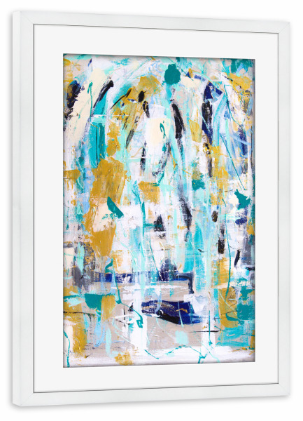 Poster mit Rahmen weiß "Tove Höglund - Refreshing Rain" artboxONE - Abstrakt - Abstrakt,Modern,Bunt,Farbenfroh,Strich,Pinsel