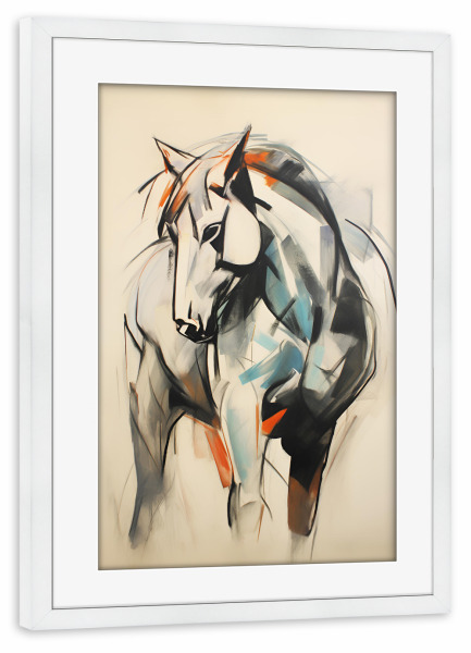 Poster mit Rahmen weiß "Lusitano" artboxONE - Tiere,Abstrakt,Geometrie