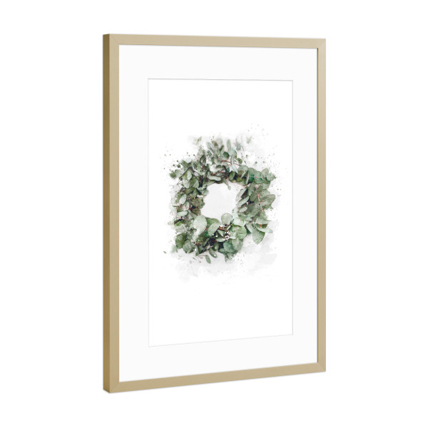 Poster mit Rahmen Gold "Eukalyptuskranz" artboxONE - Natur,Floral,Für Mama - Eukalyptuskranz,Eukalyptusblätter,Eukalyptus,Dekorativer kranz