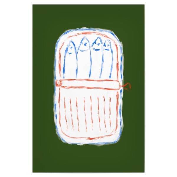 Poster "Fitting the box" artboxONE - Tiere,Unterwasser - Fitting the box,Fisch,Konserven,Dose,Tiere